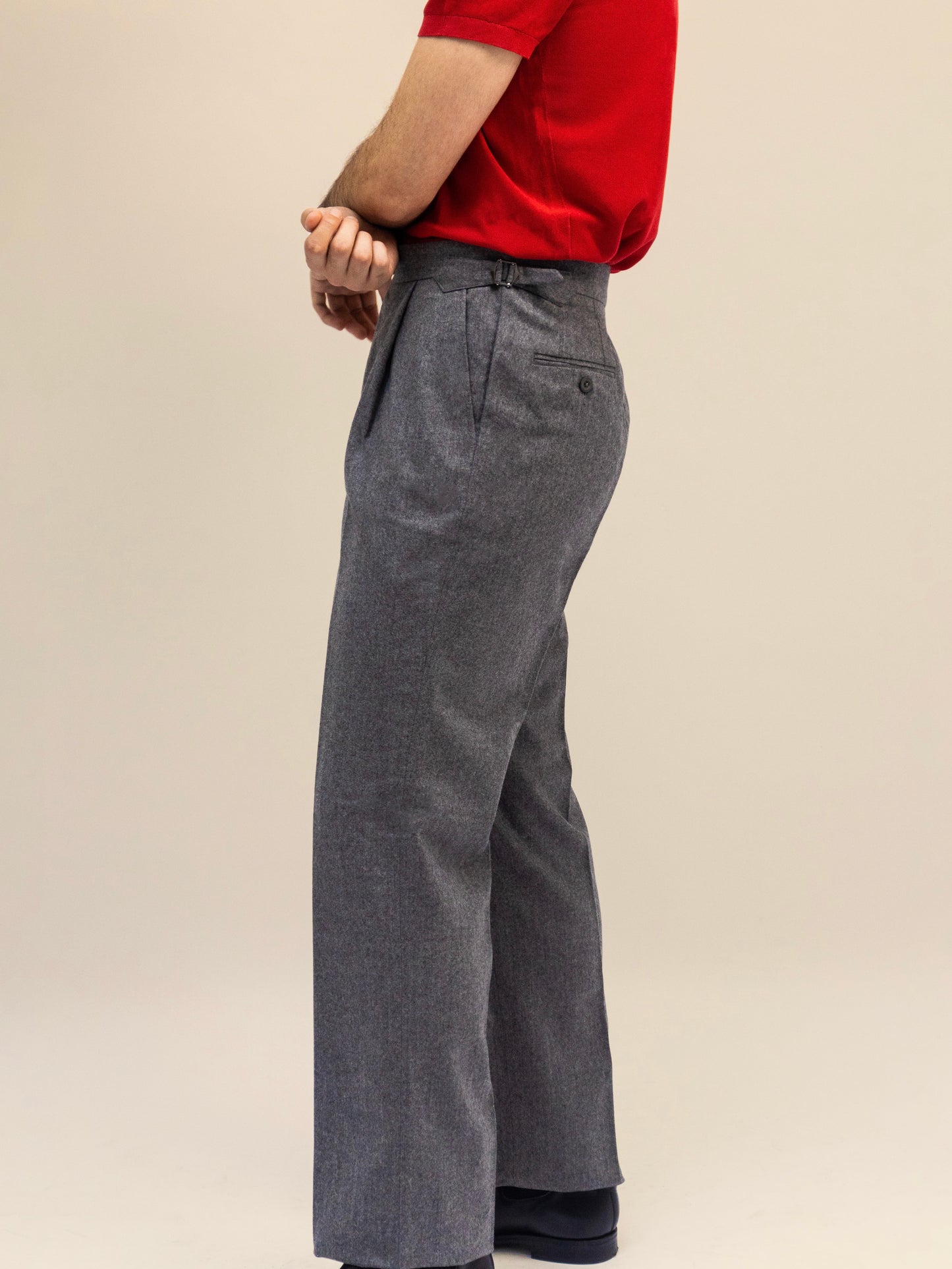 Pantalon en flanelle gris moyen