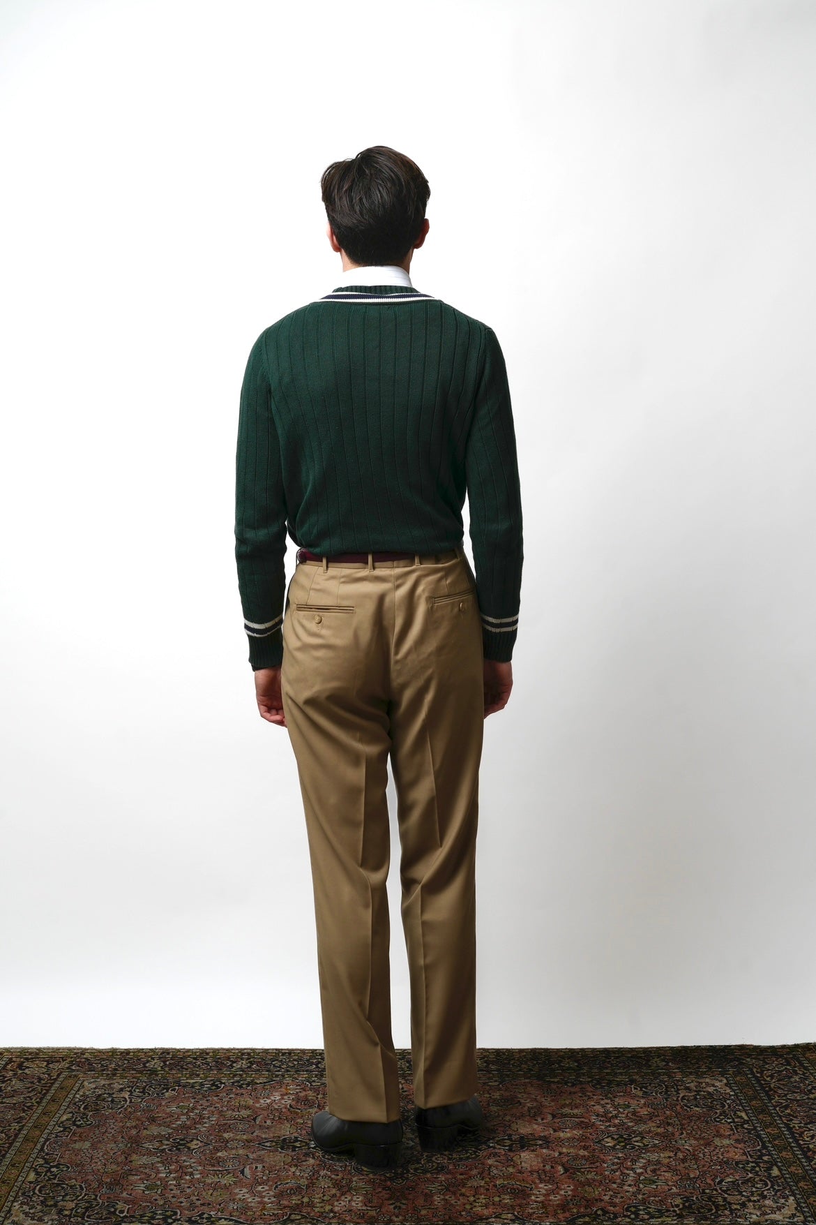 Pantalon en laine Huddersfield™ beige avec passants de ceinture