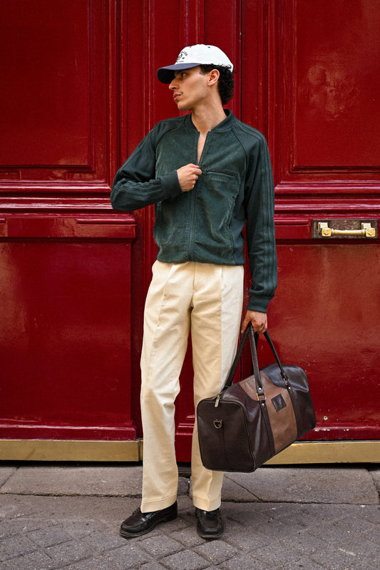 Pantalon en coton crème avec ajusteurs