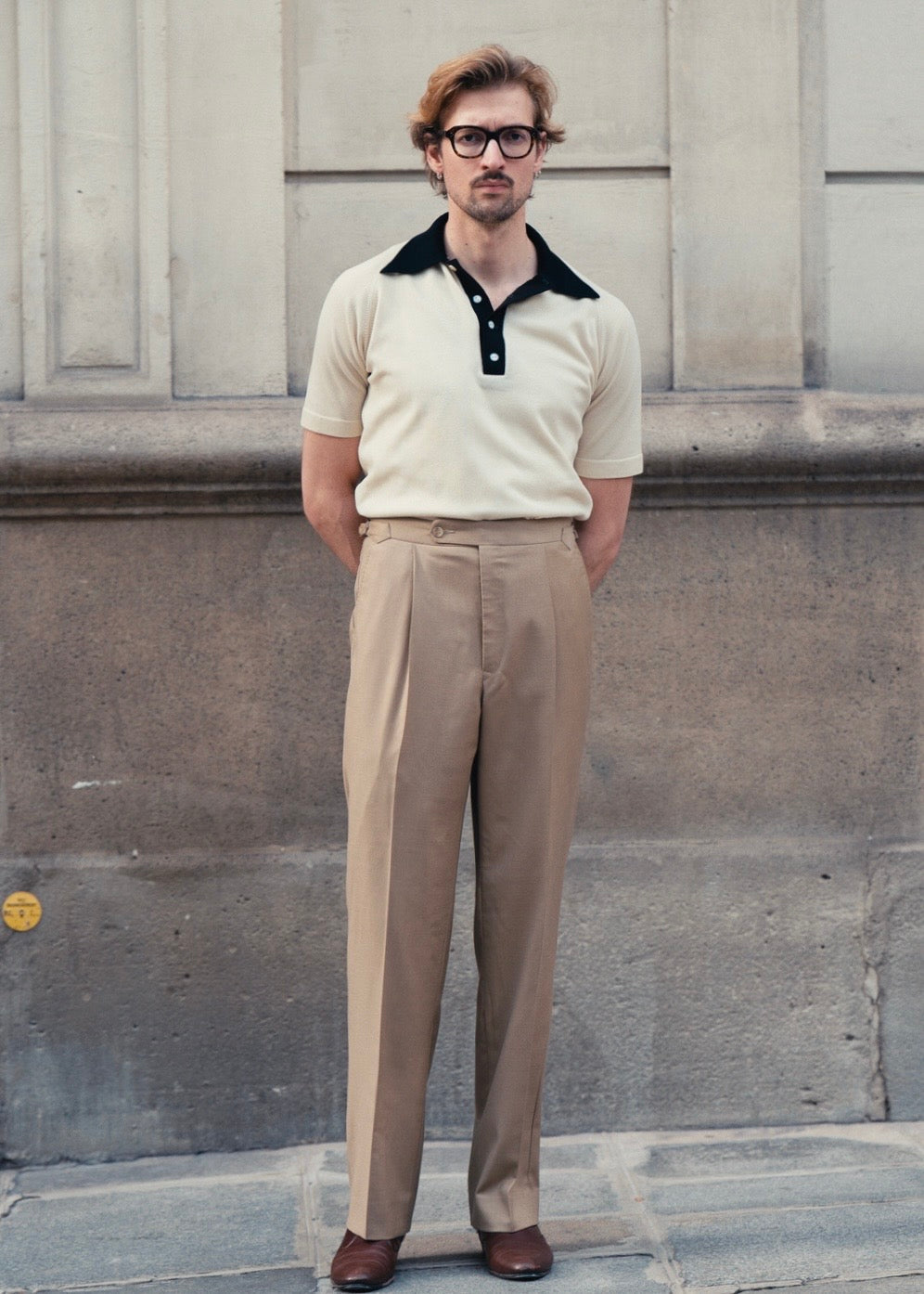 Pantalon en laine Huddersfield™ beige avec ajusteurs