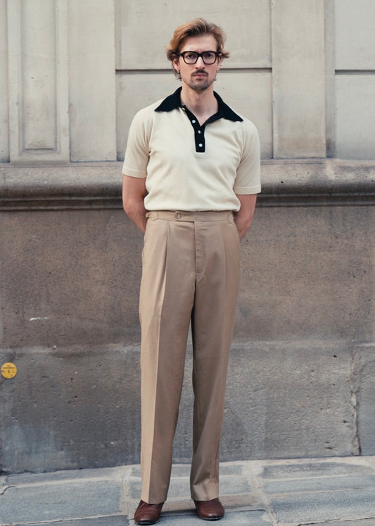 Pantalon en laine Huddersfield™ beige avec ajusteurs