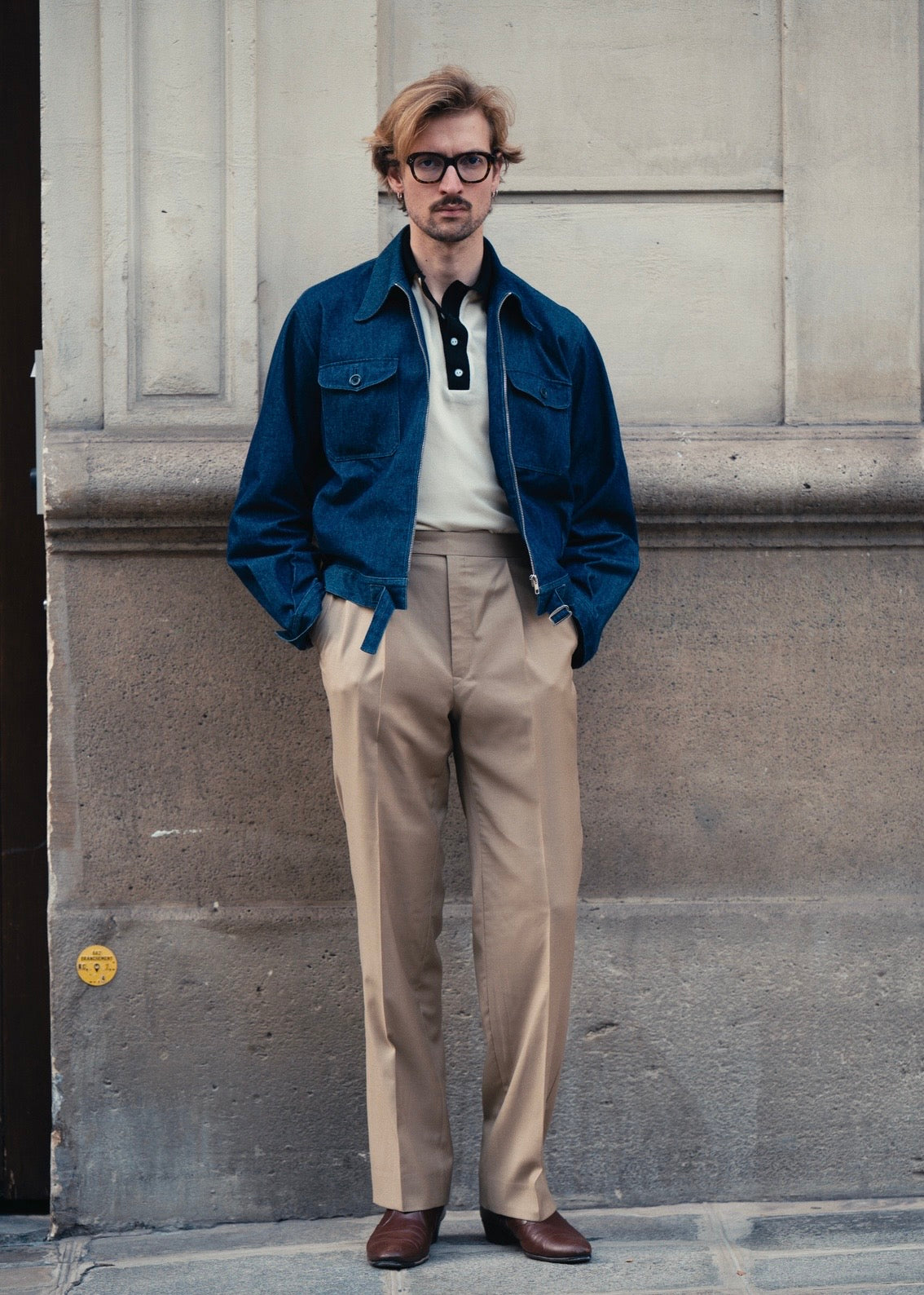 Pantalon en laine Huddersfield™ beige avec ajusteurs