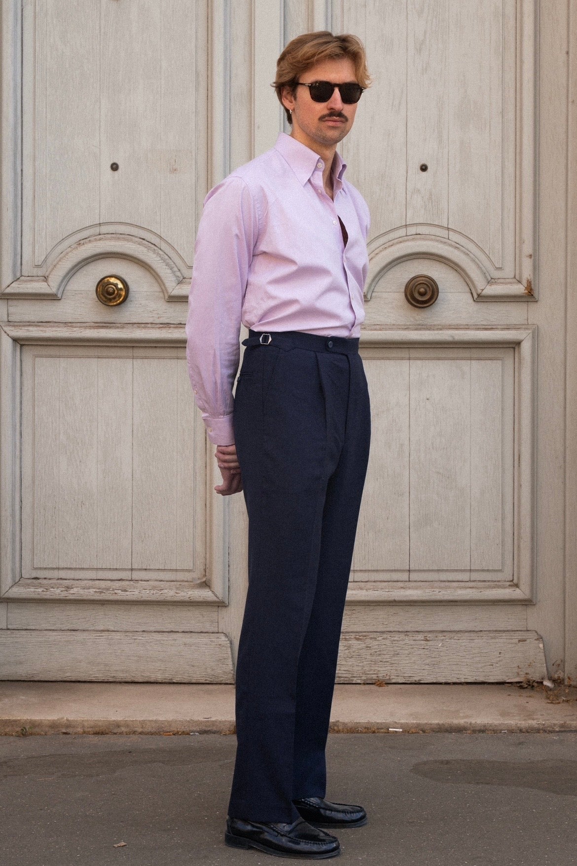 Beige Huddersfield™ wool trousers with adjusters