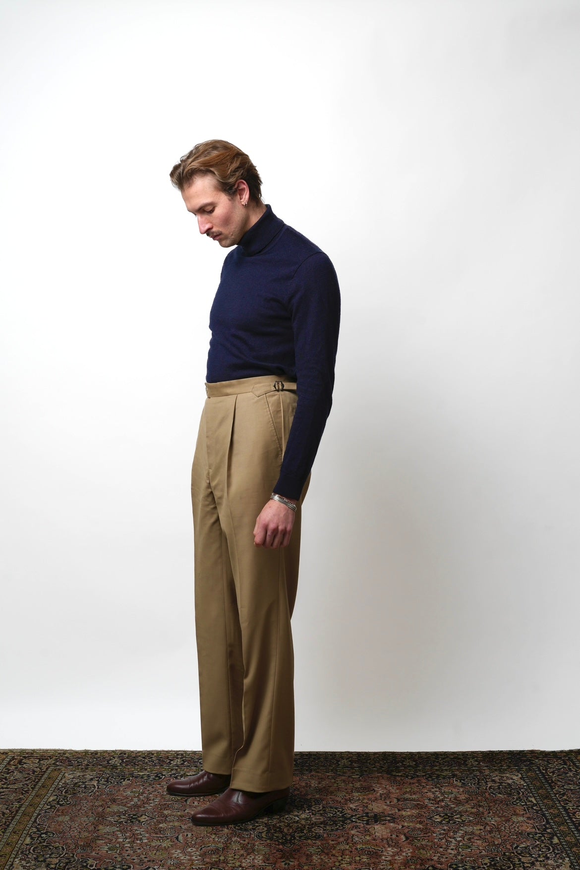 Pantalon en laine Huddersfield™ beige avec ajusteurs
