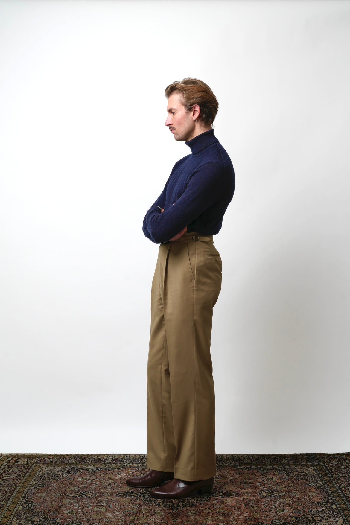 Pantalon en laine Huddersfield™ beige avec ajusteurs